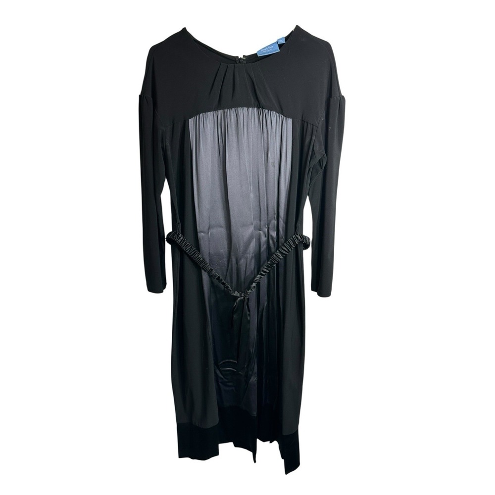 simply vera vera‎ wang womens long sleeve black dress belt size large